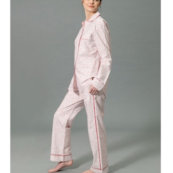 Matouk Floral Print Pajama Set with Red Accents - Picture 1 of 5